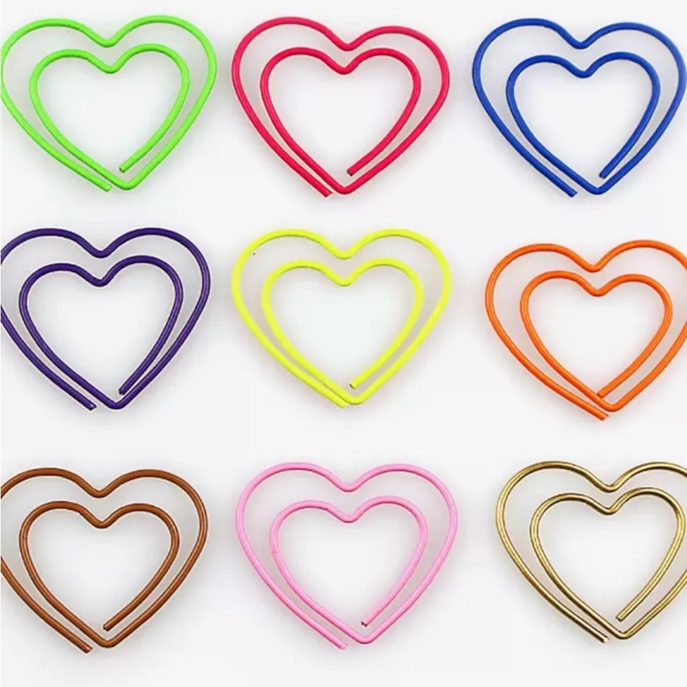 Colorful Heart-Shaped Paper Clips Set of 50 Love Valentines Crafts - Picture 5 of 6